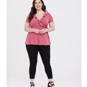 Torrid Rose Pink Knit Ruffle Tie Top Plus Size 3X